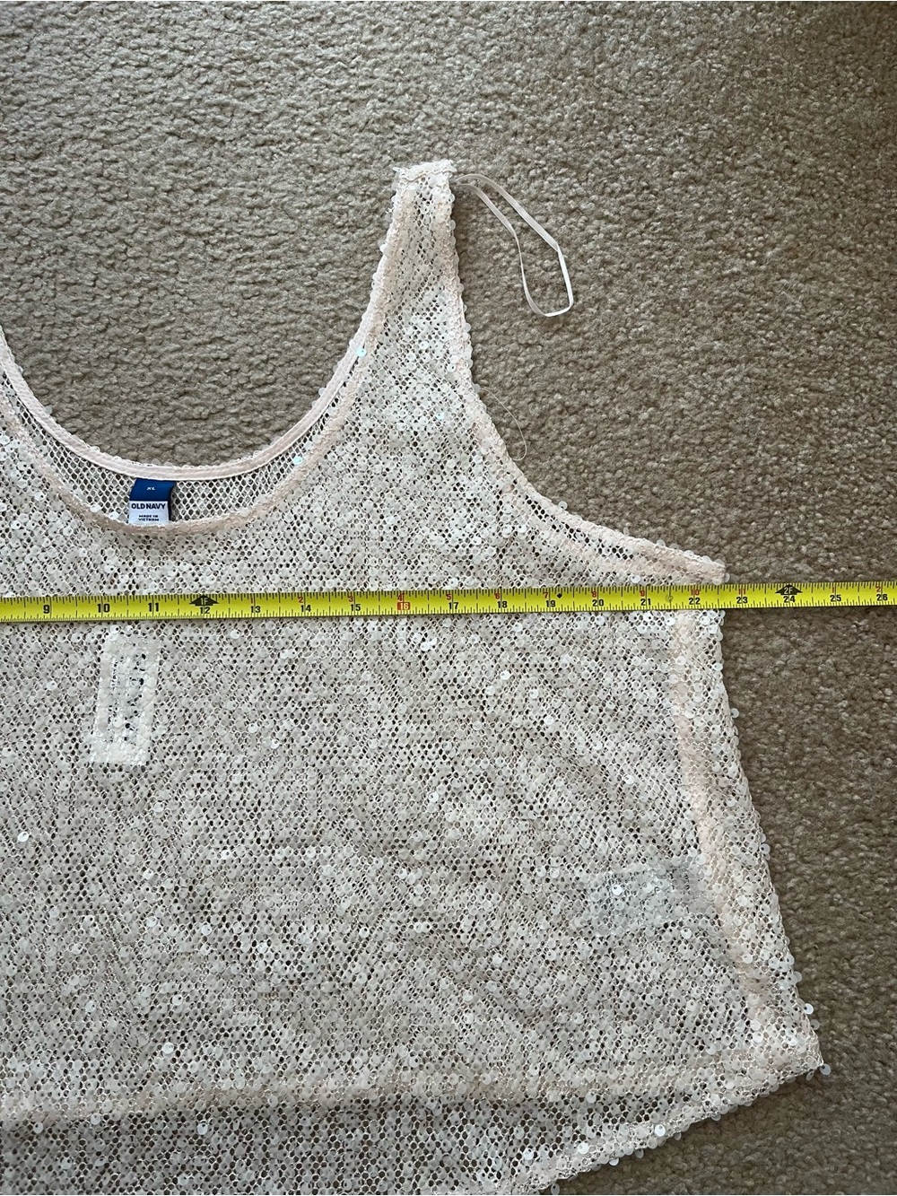 NWT Old Navy Sequin Tank Top in Sea Salt - Picture 8 of 9